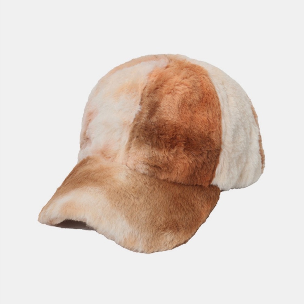 BOUTIQUE Plush Baseball Cap, in Caramel